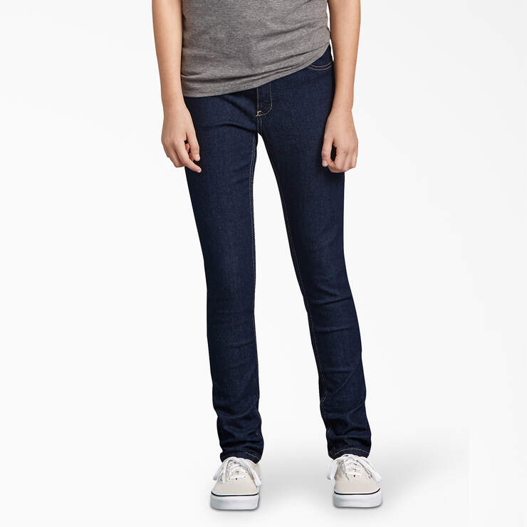 Girls' Super Skinny Fit Denim Jeans, 7-16 - Rinsed Indigo Blue (RNB) image number 1