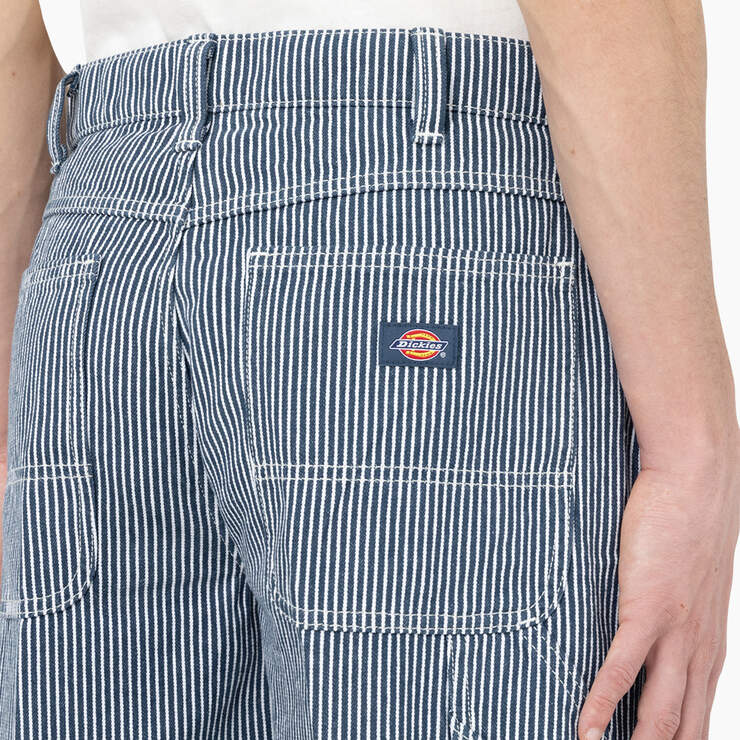 Garyville Regular Fit Hickory Stripe Carpenter Pants - Ecru/Airforce Blue (EUA) image number 7