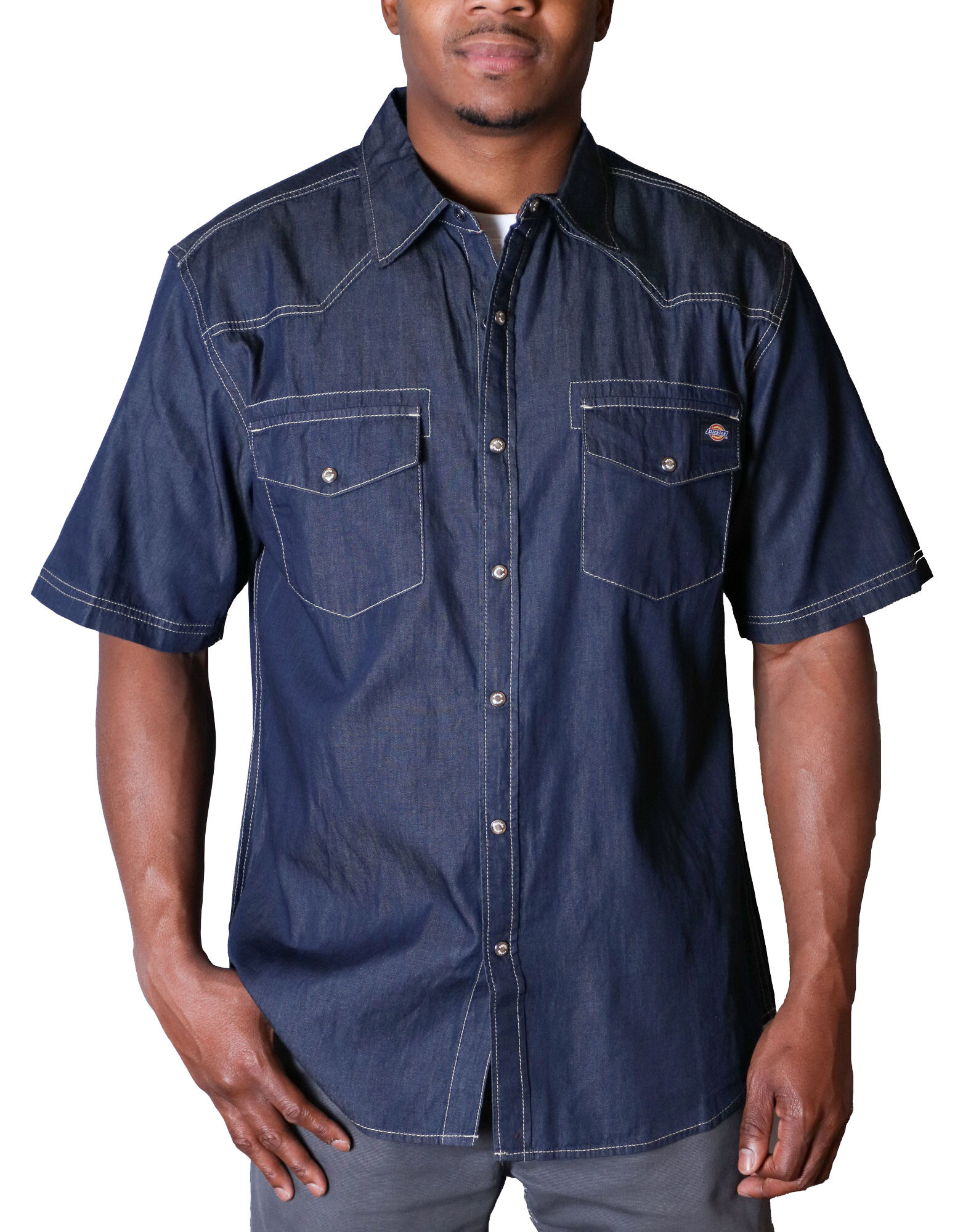 Short sleeve denim western shirt sale