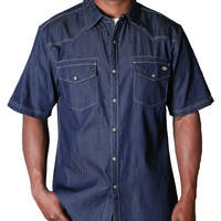 Short Sleeve Denim Western Shirt - Indigo Denim Blue (ID9)