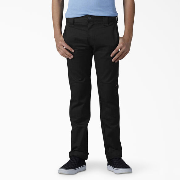 Boys&#39; FLEX Skinny Fit Double Knee Pants, 4-20 - Black &#40;BK&#41;