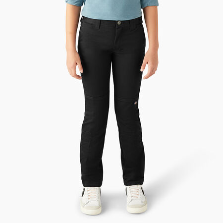 Boys&#39; FLEX Skinny Fit Double Knee Pants, 4-20 - Black &#40;BK&#41;