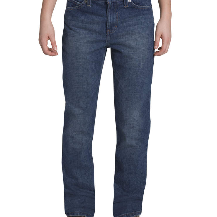 Boys' Slim Fit Tapered Leg 5-Pocket Denim Jeans, 8-18 - Medium Indigo Blue (HMI) image number 1