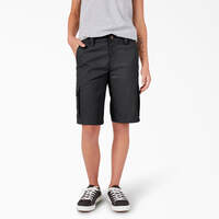 Women's Relaxed Fit Cargo Shorts, 11" - Black (BK)