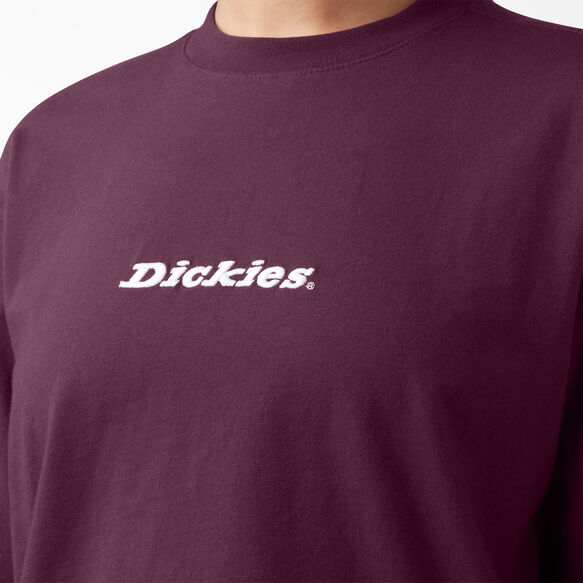 Women&#39;s Script Logo Long Sleeve Cropped T-Shirt - Grape Wine &#40;GW9&#41;