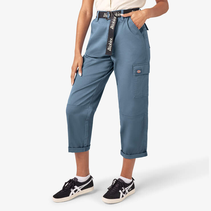 Women's Relaxed Fit Cropped Cargo Pants - Coronet Blue (CNU) image number 3