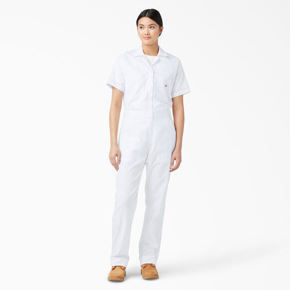 Women S Flex Temp Iq Short Sleeve Coveralls Dickies Us White L