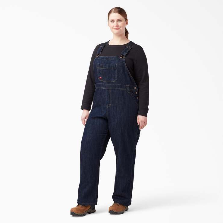 Women's Plus Relaxed Fit Bib Overalls - Dark Indigo (DIB) image number 1