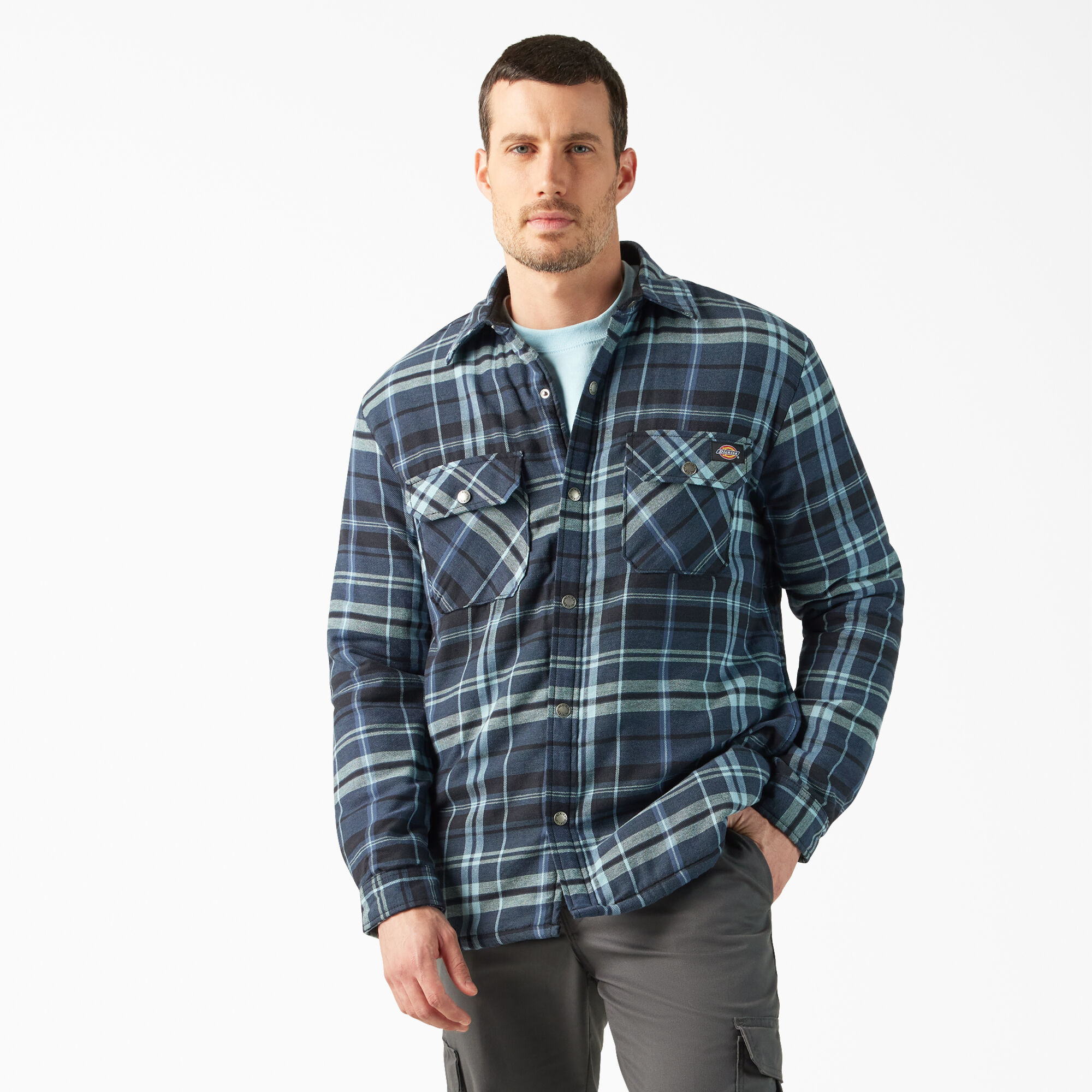 Men s Water Repellent Fleece Lined Flannel Shirt Jacket Dickies US
