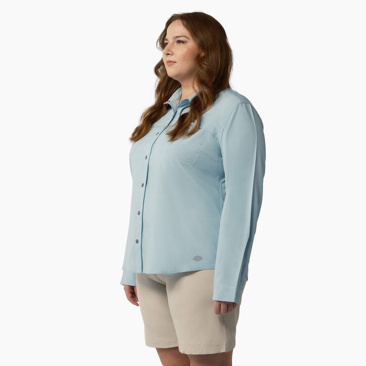 Women's Plus Cooling Roll-Tab Work Shirt - Clear Blue (EUD) image number 3