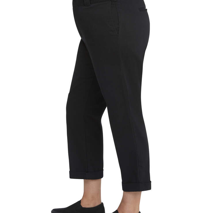 Dickies Girl Juniors' Plus Roll Hem Cropped Work Pants - Black (BLK) image number 3