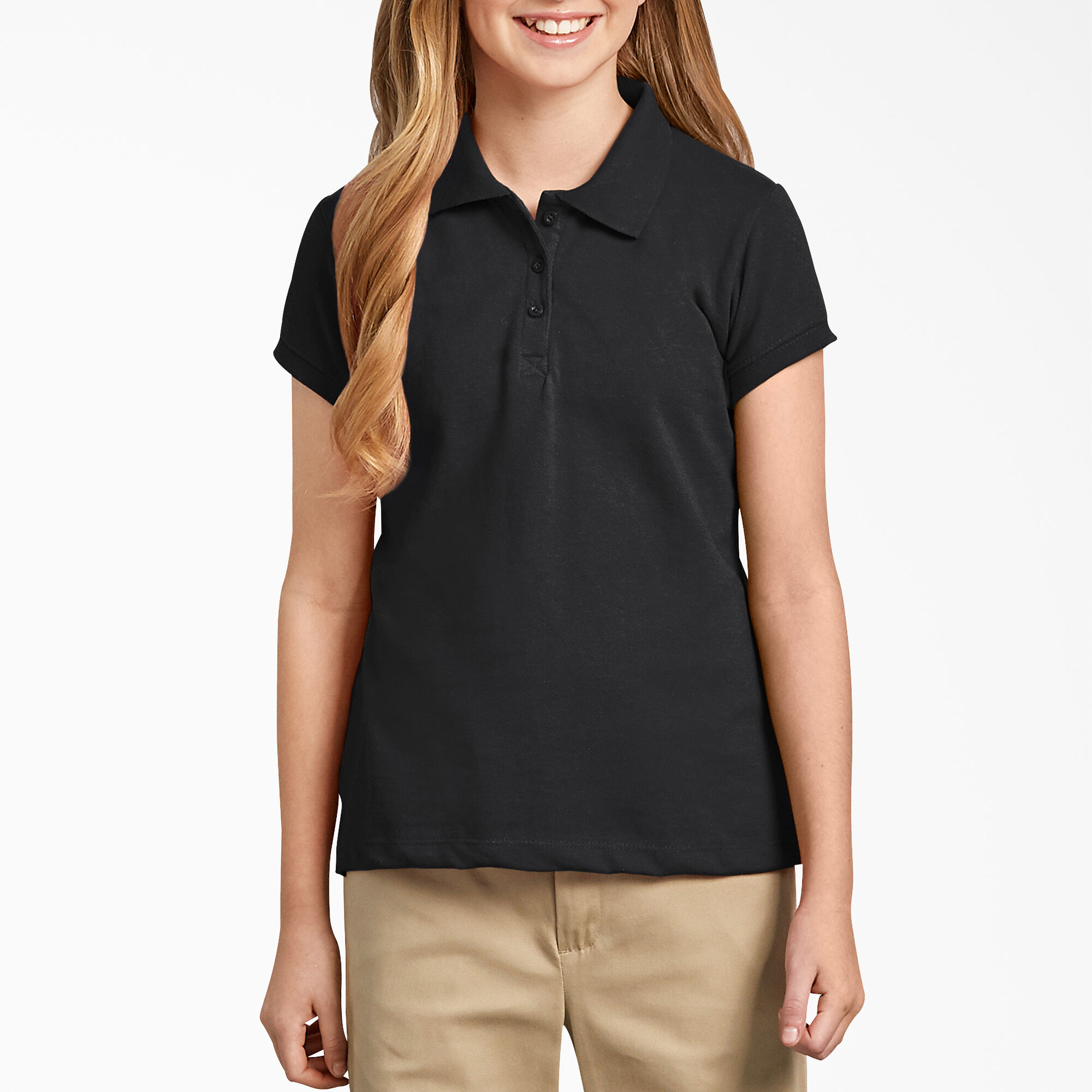 Girls' Short Sleeve Pique Polo Shirt, 8 