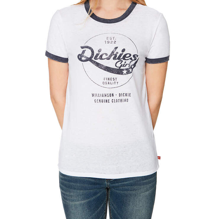 Dickies Girl Juniors' Short Sleeve Ringer T-Shirt - White (WHT) image number 1