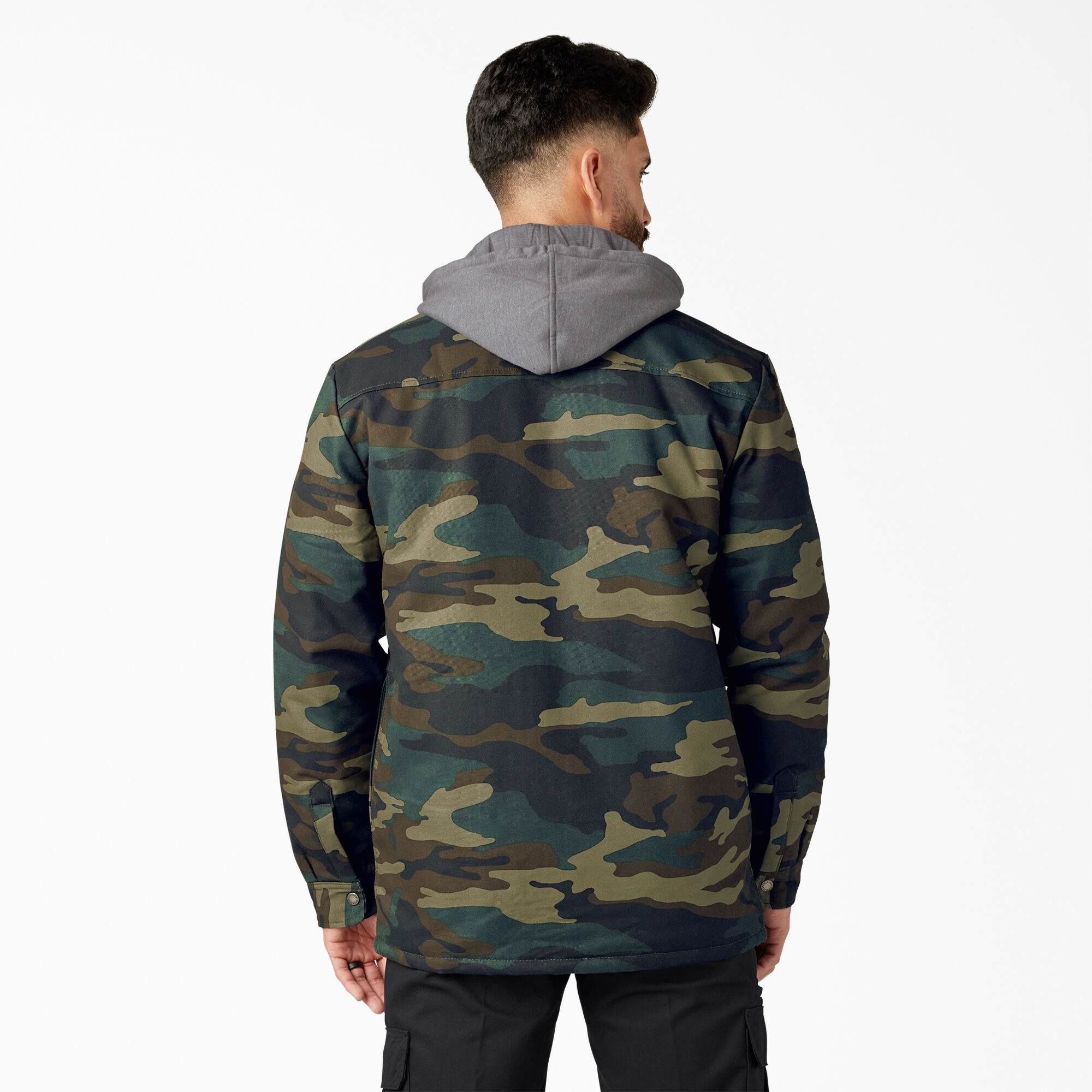 Men's Water Repellent Duck Hooded Shirt Jacket - Dickies US Men's Water Repellent Duck Hooded Shirt Jacket - Dickies US