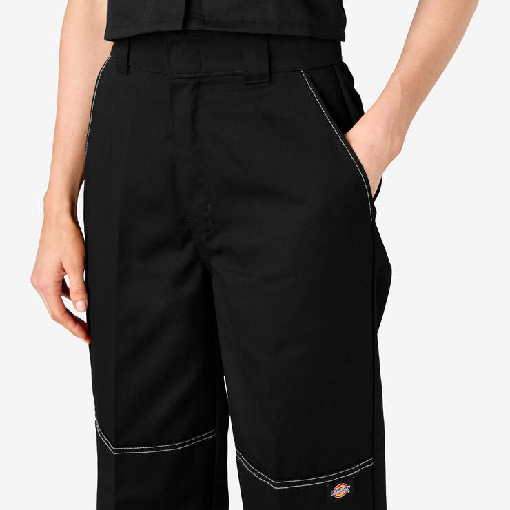 Women’s Relaxed Fit Double Knee Pants - Black (BKX) image number 7