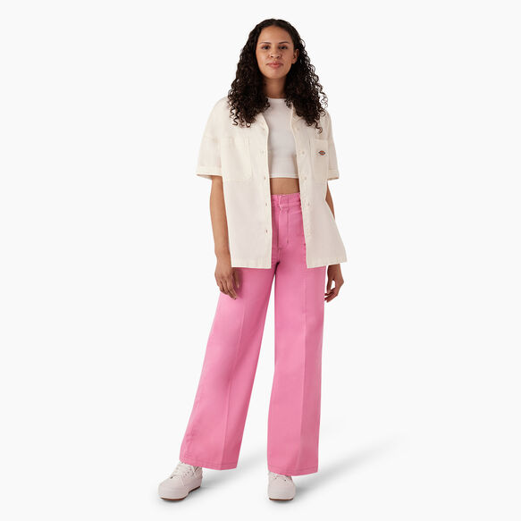 Women&#39;s Stonewashed Wide Leg Work Pants - Wild Rose &#40;WR2&#41;