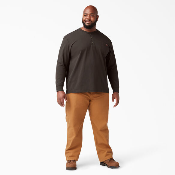 Heavyweight Long Sleeve Henley T-Shirt - Chocolate Brown &#40;CB&#41;