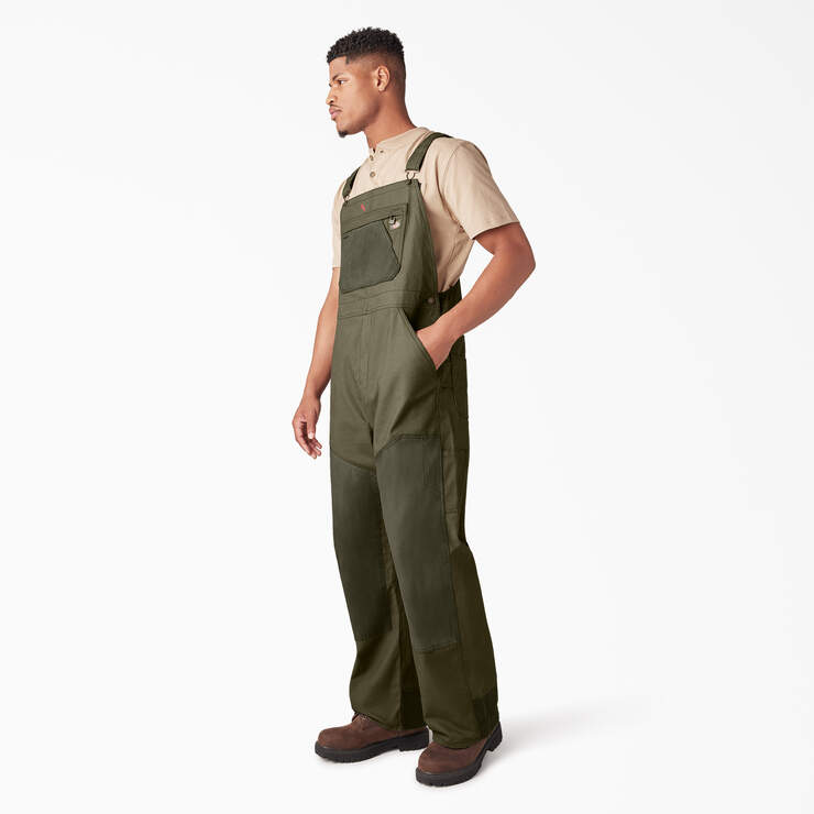 Waxed Canvas Double Front Bib Overalls - Moss Green (MS) image number 3