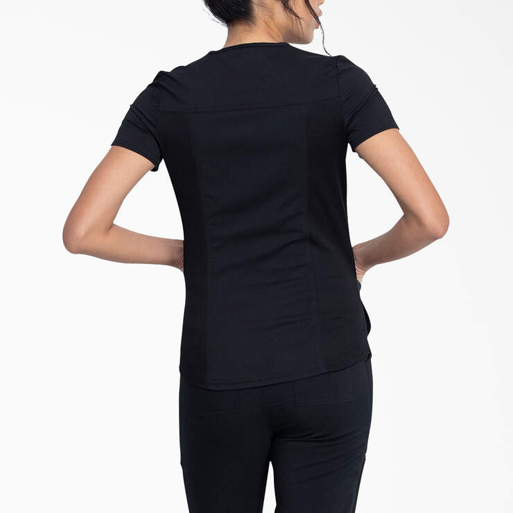Women's Balance V-Neck Scrub Top with Zip Pocket - Black (BLK) image number 2
