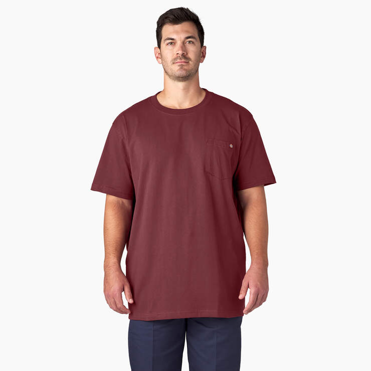 Heavyweight Short Sleeve Pocket T-Shirt - Burgundy (BY) image number 5