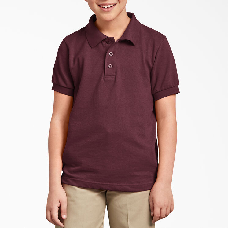 Kids&#39; Piqu&eacute; Short Sleeve Polo, 4-20 - Burgundy &#40;BY&#41;