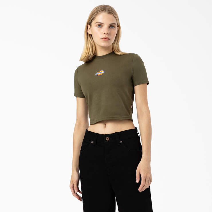 Women's Maple Valley Logo Cropped T-Shirt - Military Green (ML) image number 1