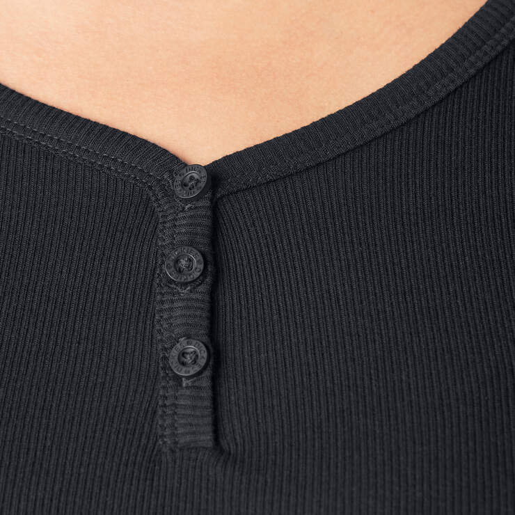 Women's Plus Henley Long Sleeve Shirt - Black (KBK) image number 4