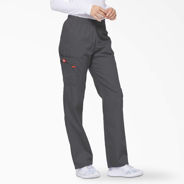 Women's EDS Signature Tapered Leg Cargo Scrub Pants - Pewter Gray (PEW) image number 4