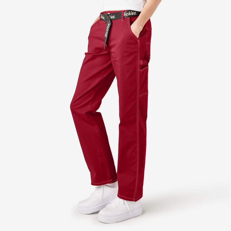 Women's Relaxed Fit Carpenter Pants - English Red (ER) image number 3