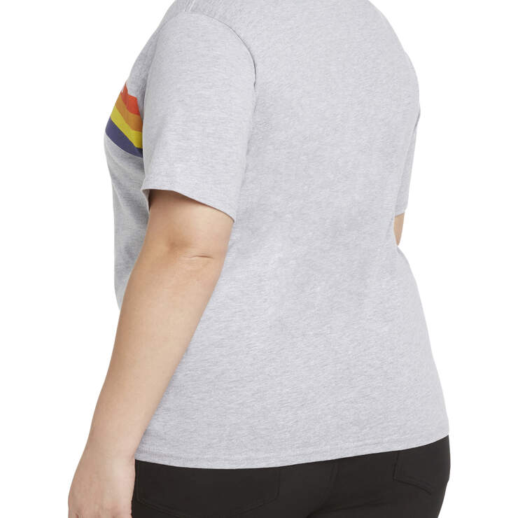 Dickies Girl Juniors' Plus Vintage Rainbow Chest Short Sleeve T-Shirt - Light Heather Gray (LHG) image number 2