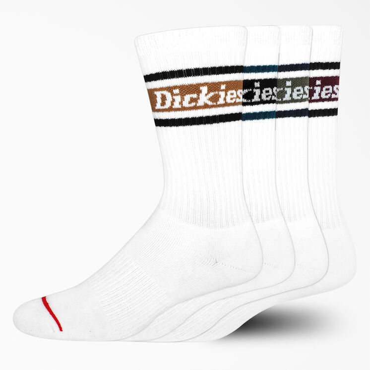 Rugby Stripe Crew Socks, Size 6-12, 4-Pack - White/Fall Stripe (WSF)