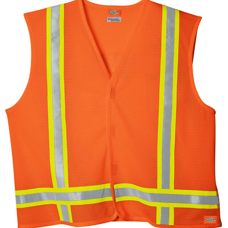 High Visibility ANSI Class 1 Tri-Color Safety Vest - ANSI Orange (AO) image number 1