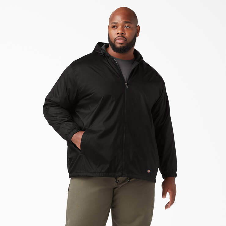 Fleece Lined Nylon Hooded Jacket - Black (BK) image number 5