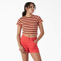 Women's Striped Cropped Baby T-Shirt - Orange Explorer Stripe (AXS)