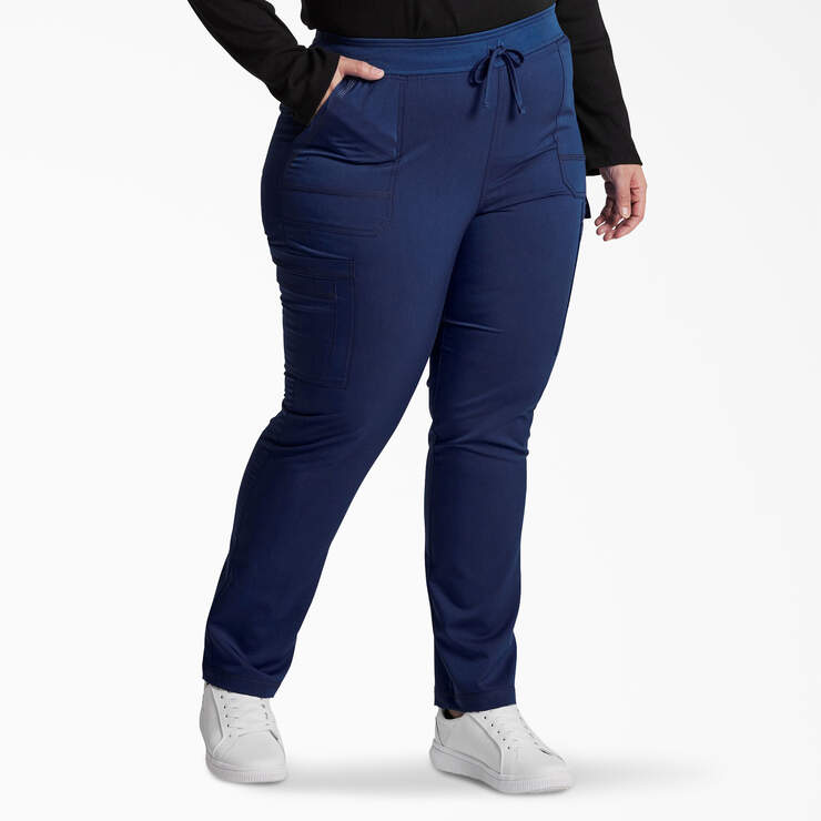 Women's Balance Tapered Leg Cargo Scrub Pants - Navy Blue (NVY) image number 4