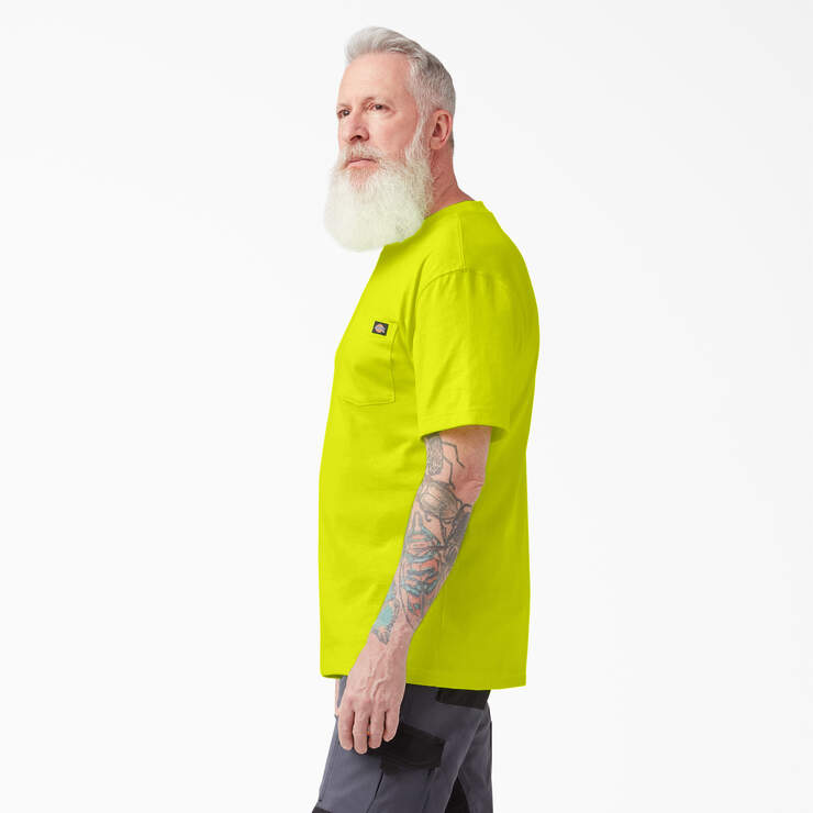 Heavyweight Neon Short Sleeve Pocket T-Shirt - Bright Yellow (BWD) image number 3