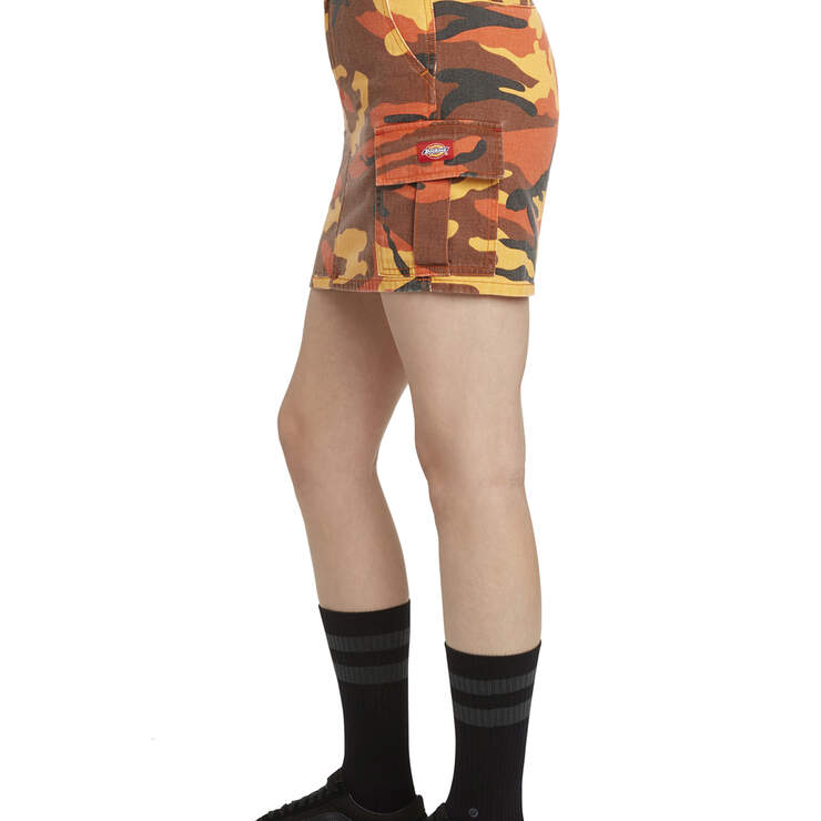 Dickies Girl Juniors' Camo Cargo Skirt - Orange (OR) image number 3