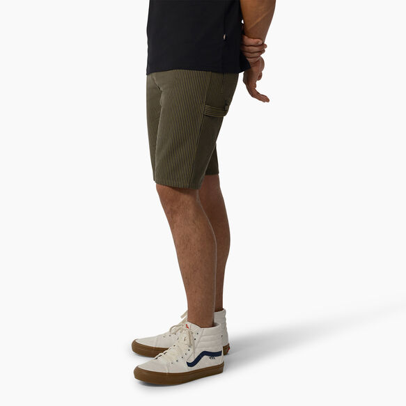 Hickory Stripe Carpenter Shorts, 11&quot; - Military Green Hickory Stripe &#40;HSY&#41;