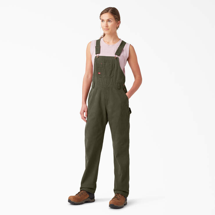 Women's Relaxed Fit Bib Overalls - Rinsed Moss Green (RMS) image number 1