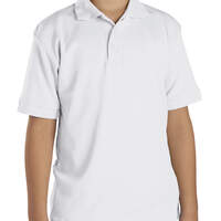 Boys' Short Sleeve Interlock Polo Shirt - White (WH)