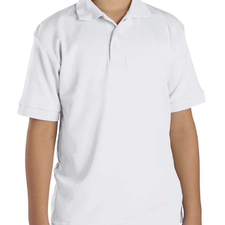 Boys' Short Sleeve Interlock Polo Shirt - White (WH) image number 1