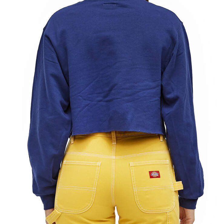 Dickies Girl Juniors' Raw Edge Cropped Sweatshirt - Navy Blue (NVY) image number 2