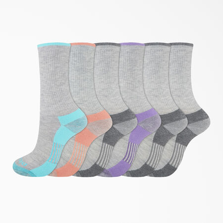 Women&#39;s Moisture Control Crew Socks, Size 6-9, 6-Pack - Medium Gray &#40;MG&#41;