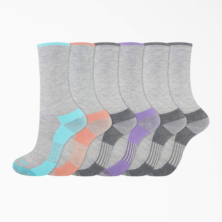 Women's Moisture Control Crew Socks, Size 6-9, 6-Pack - Medium Gray (MG) image number 1