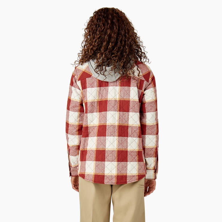 Women’s Flannel Hooded Shirt Jacket - Fired Brick Campside Plaid (A2E) image number 2