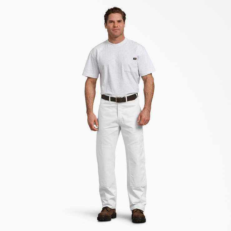 Relaxed Fit Double Knee Carpenter Painter's Pants - White (WH) image number 5