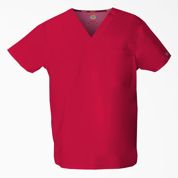 Unisex EDS Signature V-Neck Scrub Top - RED (RD)