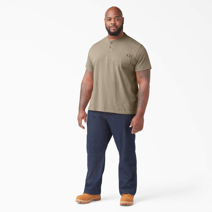 Heavyweight Short Sleeve Henley T-Shirt - Desert Sand (DS) image number 8