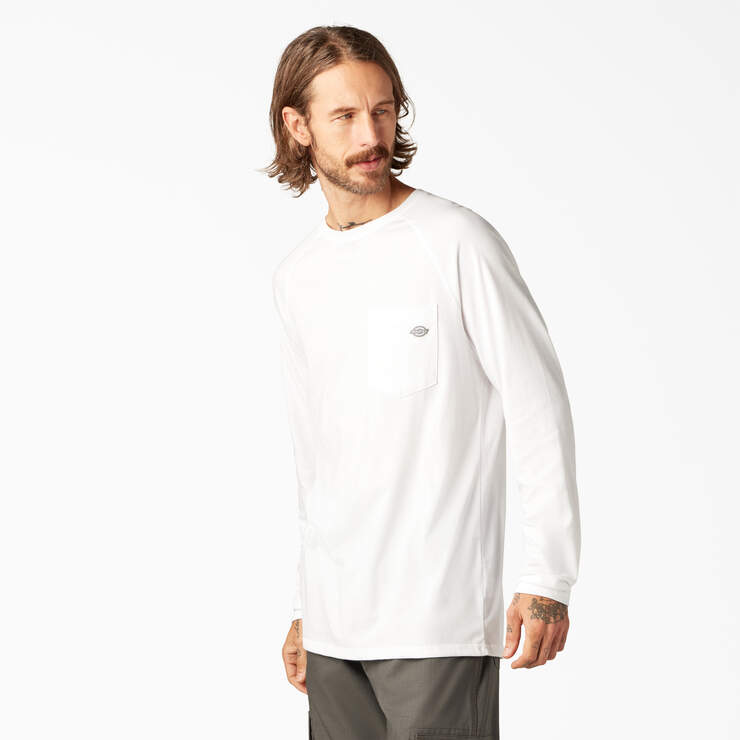 Cooling Long Sleeve Pocket T-Shirt - White (WH) image number 3