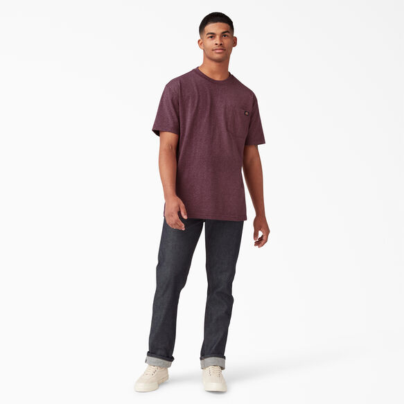 Heavyweight Heathered Short Sleeve Pocket T-Shirt - Burgundy &#40;BYD&#41;